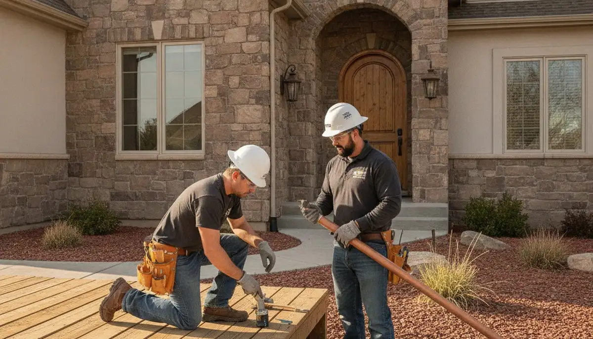 Salt Lake City, UT plumbing repair technician servicing a residential pipe leak