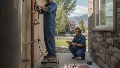 Plumber repairing a leak in Salt Lake City, UT for a plumbing repair service