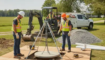 Septic repair plumber inspecting a system in Salt Lake City, UT for freeze-thaw damage