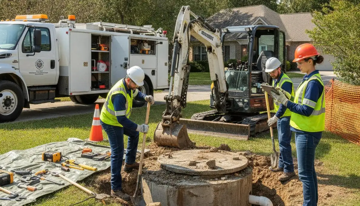 Septic repair service truck for Salt Lake City, UT homes on an On Call Plumbers service call
