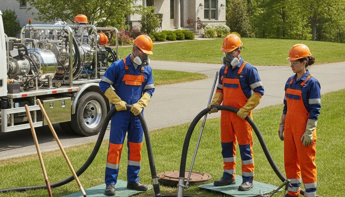 Salt Lake City plumber cleaning a septic tank for a residential home repair service