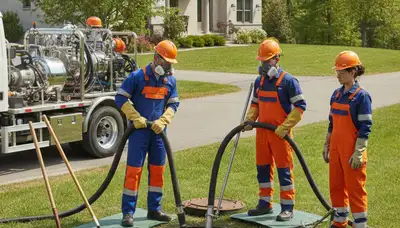Salt Lake City plumber cleaning a septic tank for a residential home repair service