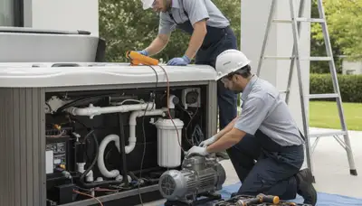 Spa repair technician servicing a Salt Lake City, UT home spa for On Call Plumbers