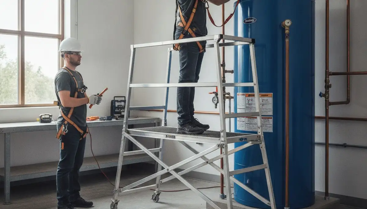 Salt Lake City plumber repairing a home water heater for reliable hot water service